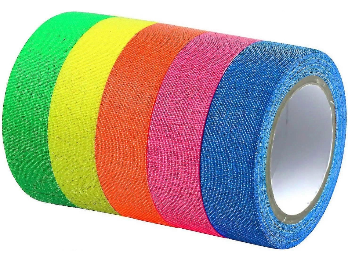 Fita Adesiva Neon, Fita Refletora Uv de 25 M com Luz Negra, Fita de Tecido Fluorescente. GOKOCO