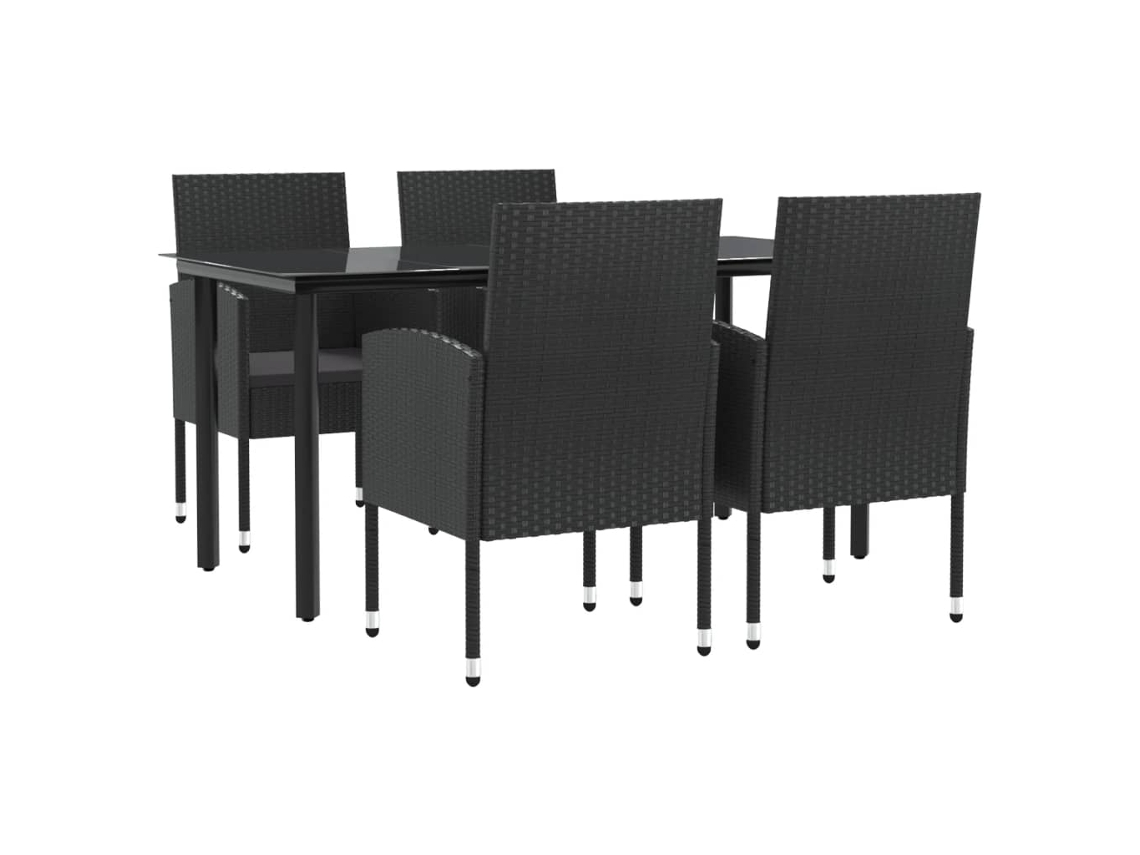 Garden Dining Set, Garden Dining Sets Vidaxl Preto Rattan / Vime (mesa Com 160 Cm De Comprimento)