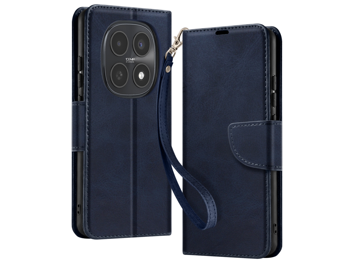 Capa Carteira Vintage Para Redmi Note 15 5g Com Suporte De Vídeo E Alça