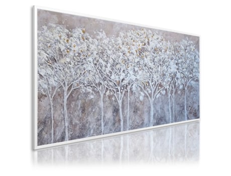Quadro Pintado À Mão Natureza 140X70 Cm Forest Quadros Modernos a Óleo com Moldura Cor Branca. DEKOARTE