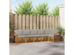 Vidaxl Conjunto De Sofás Para Exterior 6 Unid. Cinza Natural E Claro