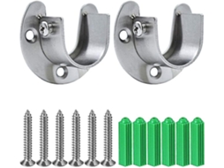 2 Suportes de Palo de Armário de Aço Inoxidável, Resistentes, Forma em U, Instalação Fácil, com Parafusos, Capacidade 200kg 25mm