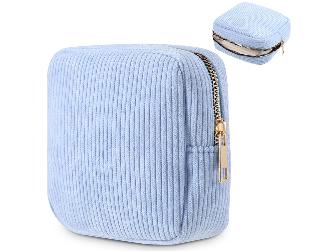 Bolsa De Maquiagem Azul Mini Bolsa Com Zíper Poliéster Dureforward