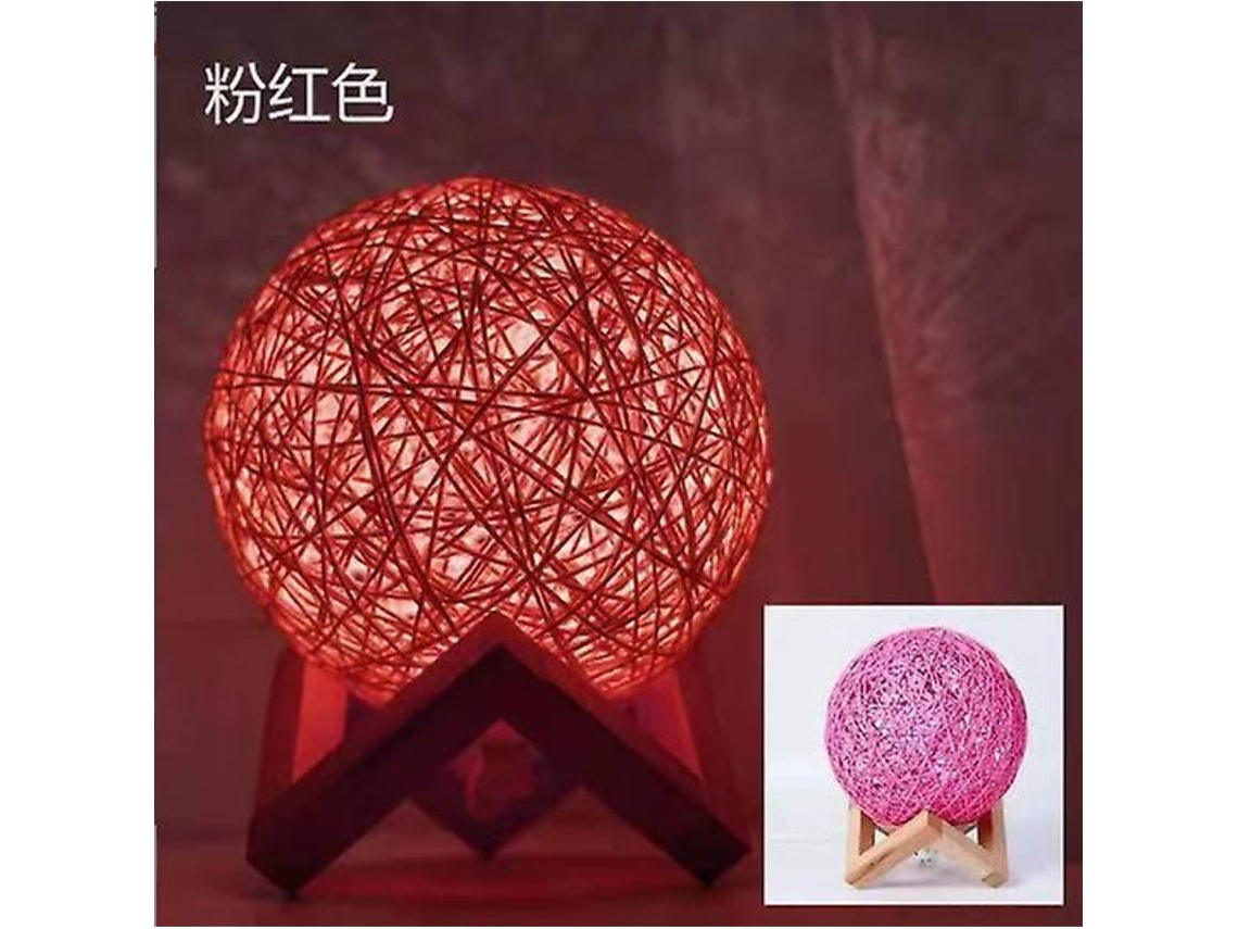 Lâmpada De Mesa Decorativa Com Voz Inteligente Bola De Rattan Luz Noturna Presente Aniversário Ambiente Romântico Rosa