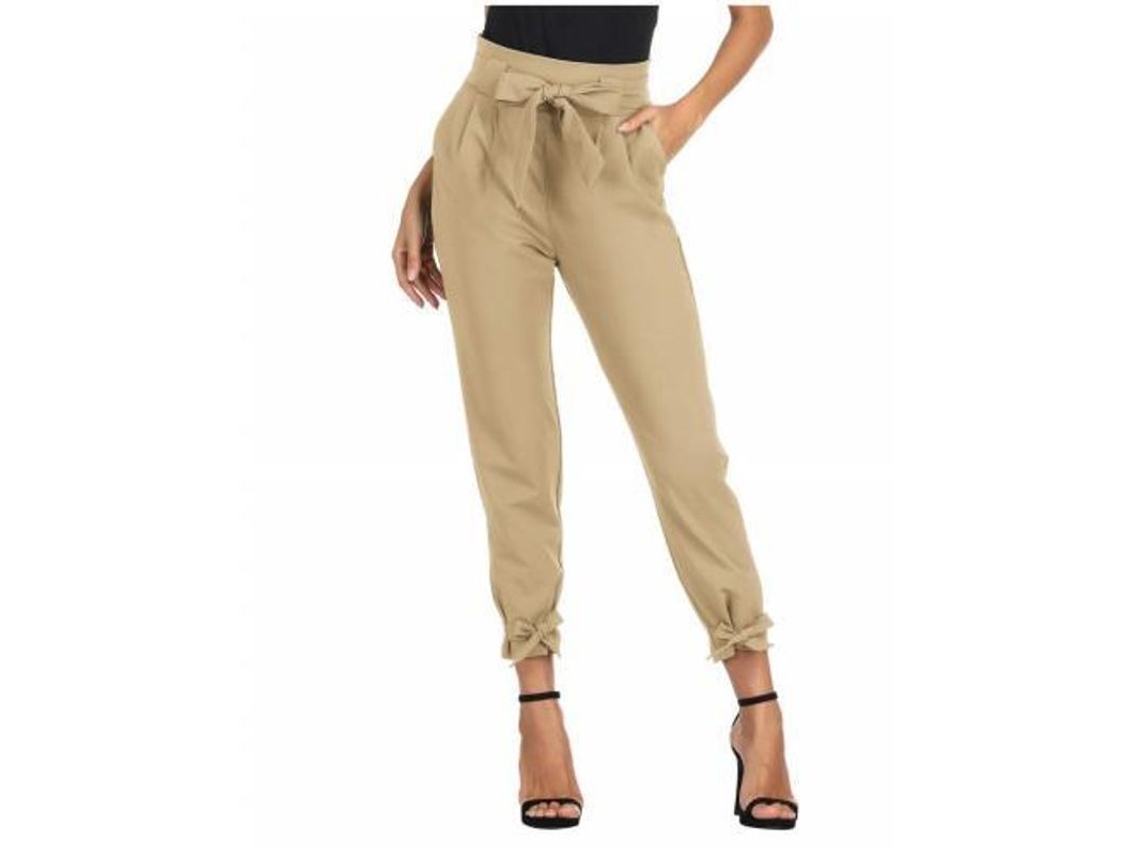 2026 pantalones Casuales de Talle Alto para Mujer Con Bolsillos de Nudo Bow para Trabajo