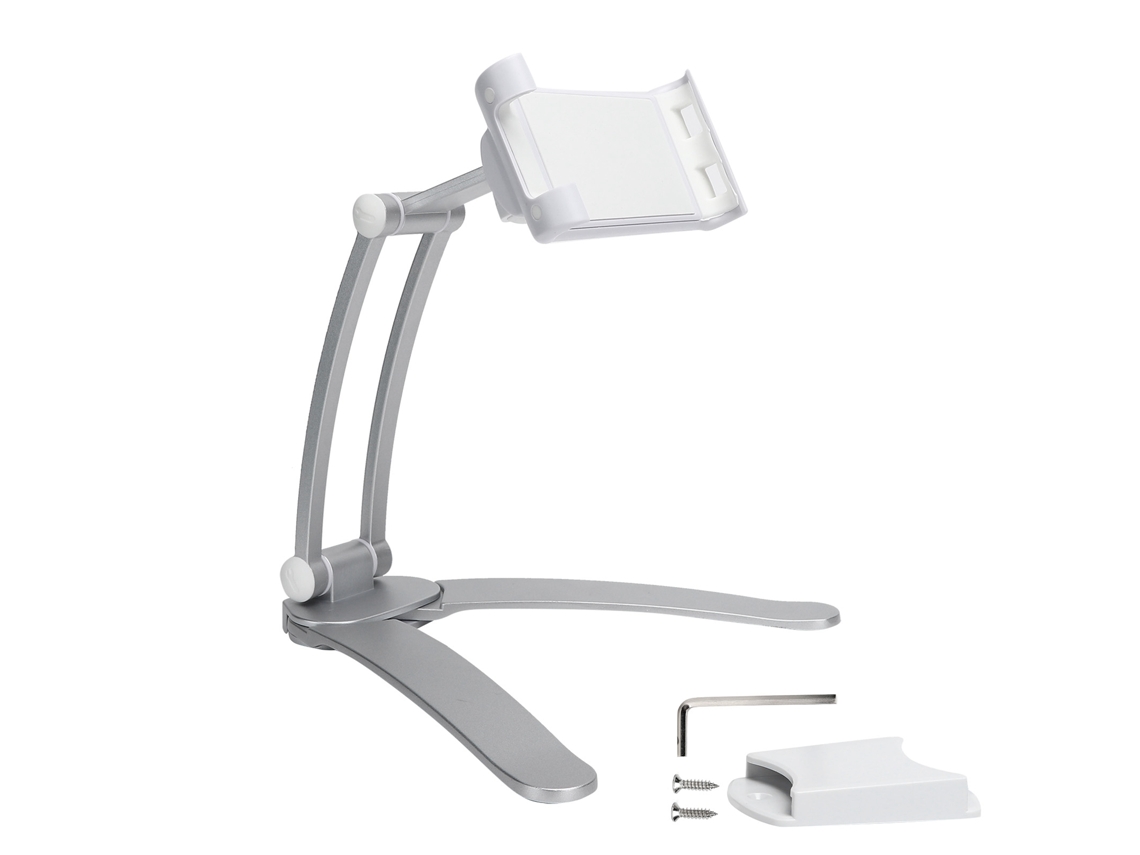 Suporte de parede 2 em 1 para tablet e celular com braço ajustável para cozinha e mesa | S/MARCA