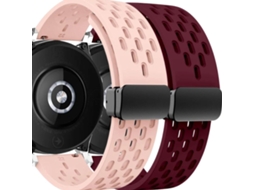 Pack 2X Bracelete Snapflow para Garmin Forerunner 165 Rosa e Vinho ANTIIMPACTO!