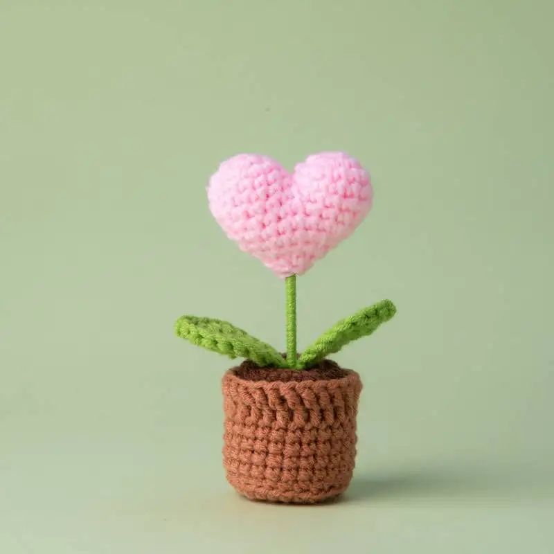 (15 Cm) Mini Vaso De Flores De Crochê, Decoração Fofa De Flor Tricotada Feita À Mão.