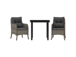 Jantar Set 3 Pcs for Garden with Almofadões Vime Pe Cinza MAISON EXCLUSIVE (3 pcs)