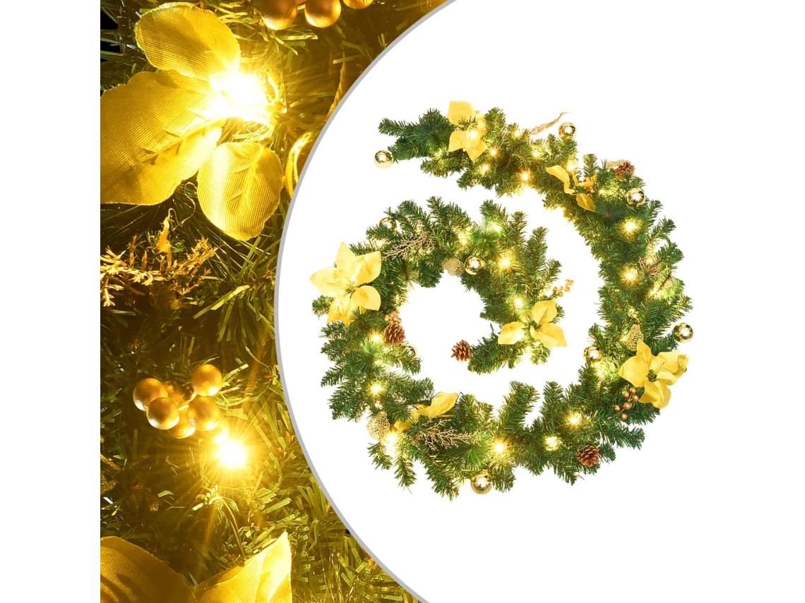 Vidaxl Grinalda De Natal Com Luzes Led 2,7 M Pvc Verde