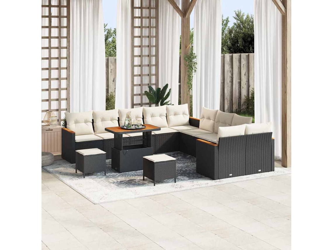 Vidaxl Conjunto De Sofá De Jardim 13 Unid. 12-número De Lugares Preto