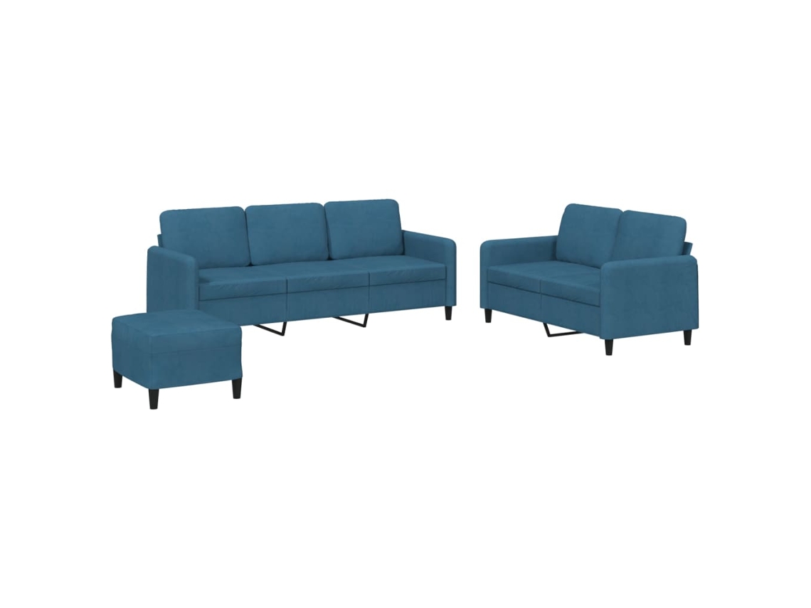 Sofa Set, Sofa Sets Vidaxl Azul Veludo (n/a)