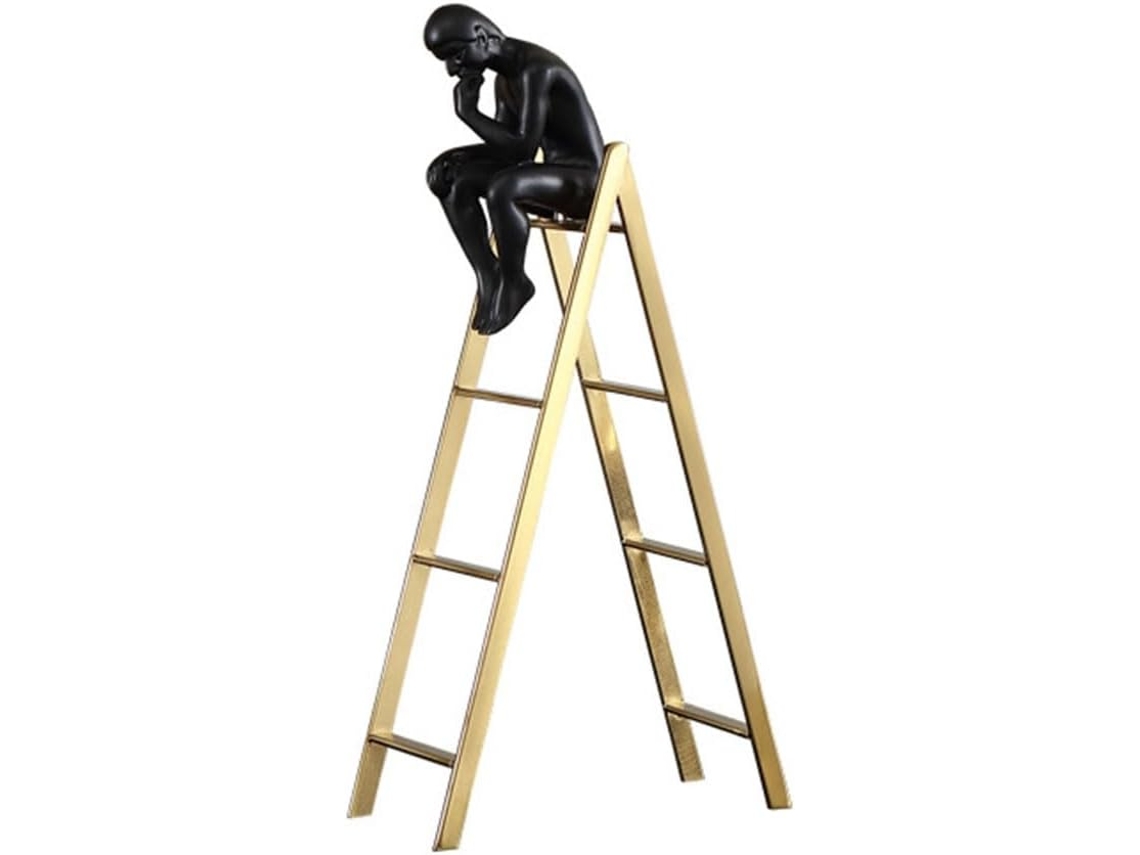 Estátua De Homem Pensativo Sentado Em Uma Escada Coleção De Estatuetas Para Decoração De Casa E Sa Gokoco