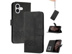Capa Para Iphone 17 Em Couro Com Textura Cúbica E Função Flip.