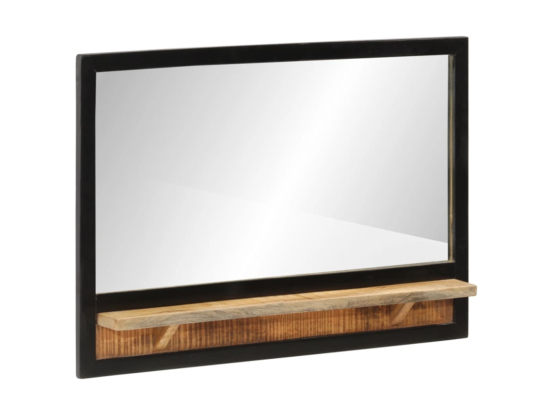 Vidaxl Espelho Com Prateleira 80x8x55 Cm Vidro E Mangueira Maciça