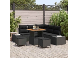 Vidaxl Conjunto De Sofá De Jardim 8 Unid. Preto Vime Pe