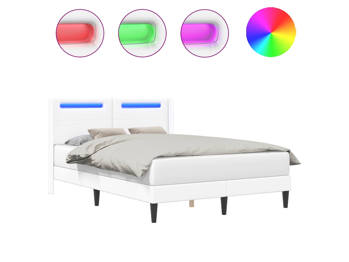 Conjunto 1 Cama Moderna Vidaxl Branco Couro Sintético (140 X 190 Cm)