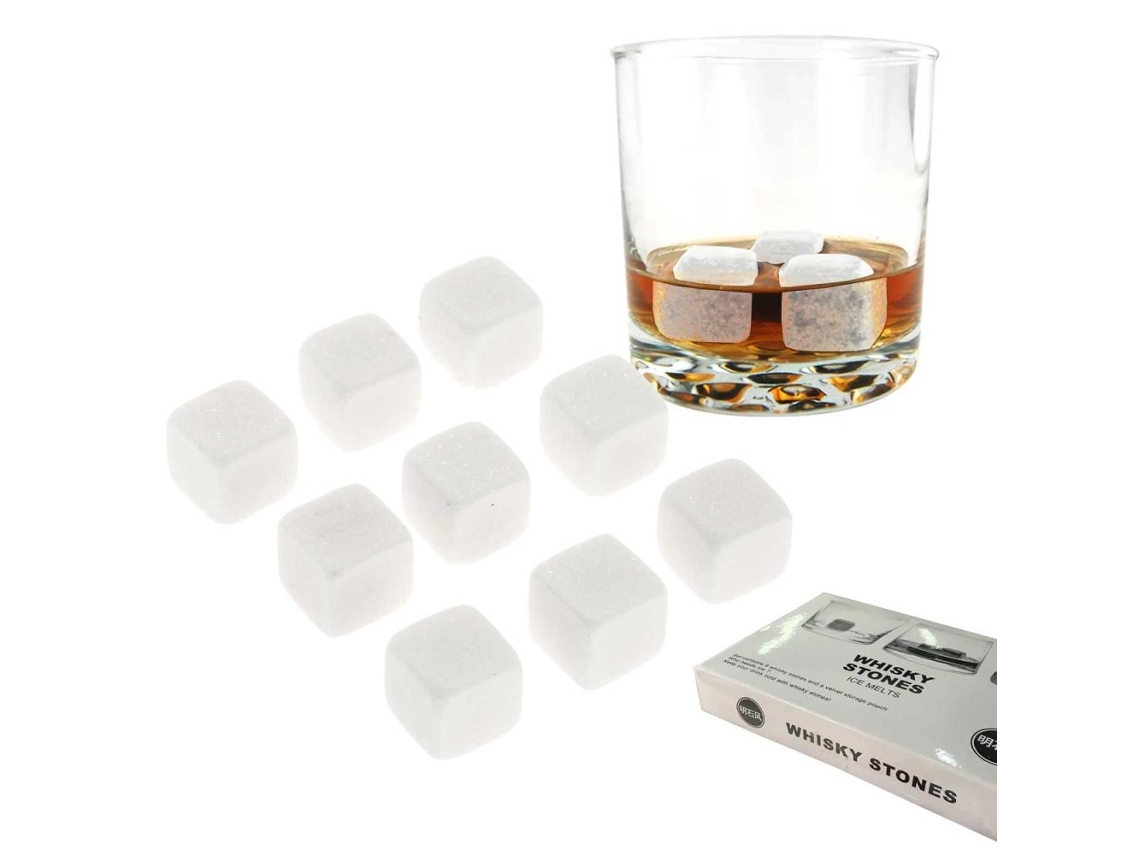 Pacote com 9 Pedras de Gelo Naturais para Whisky Cubos de Pedra Brancas BRILVIBERA