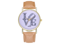 Relógio de Casal Love Moda Nova Pulseira de Couro Quartzo Analógico (bege)