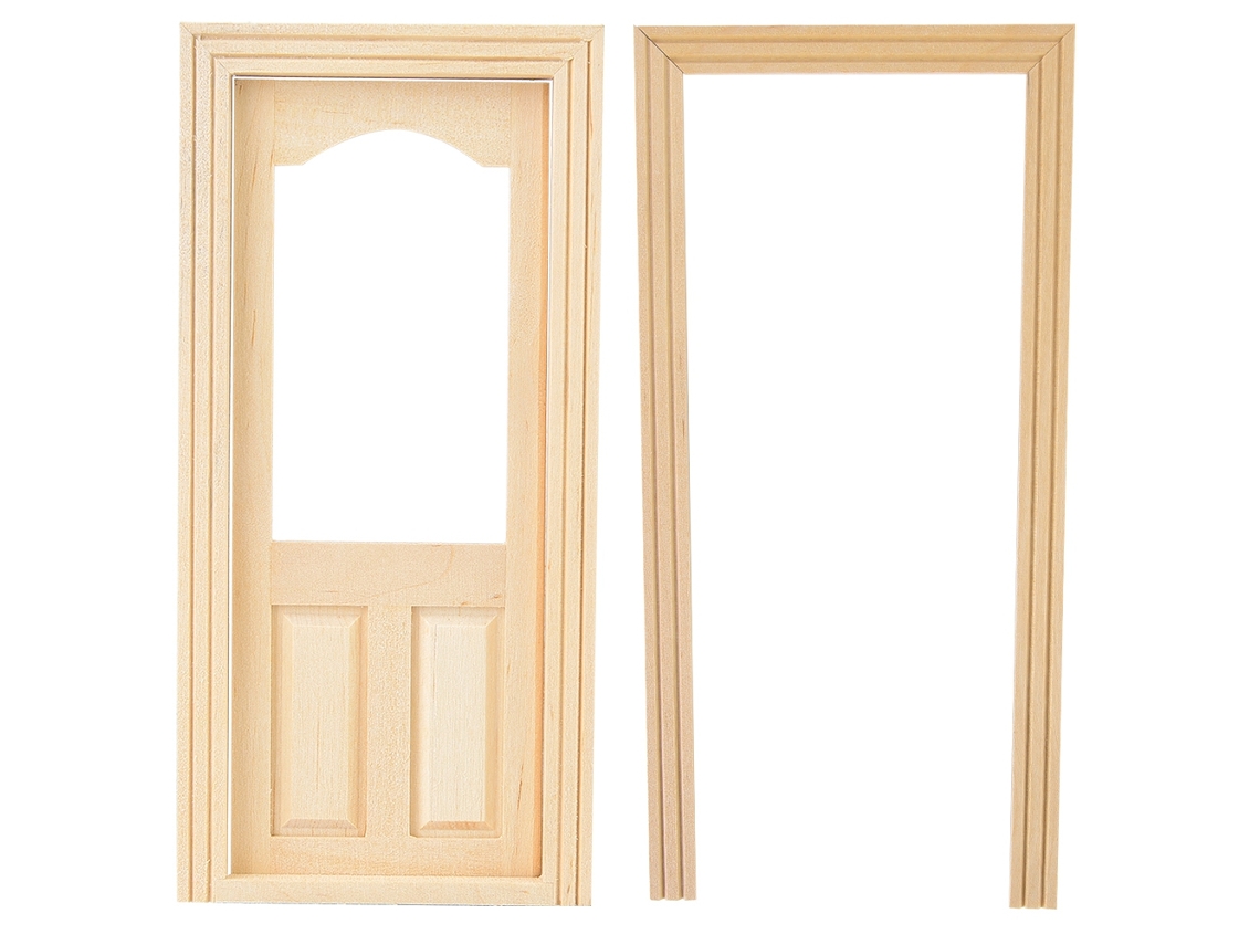 Mini Simulação Porta Diy De Madeira Para Móveis De Casa De Boneca 1:12