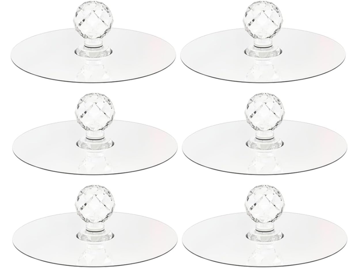Eringogo Conjunto De 6-puxadores Gaveta Cristal Com Gancho Autoadesivo Em Acrílico Para Guarda Roupa E Sapateira