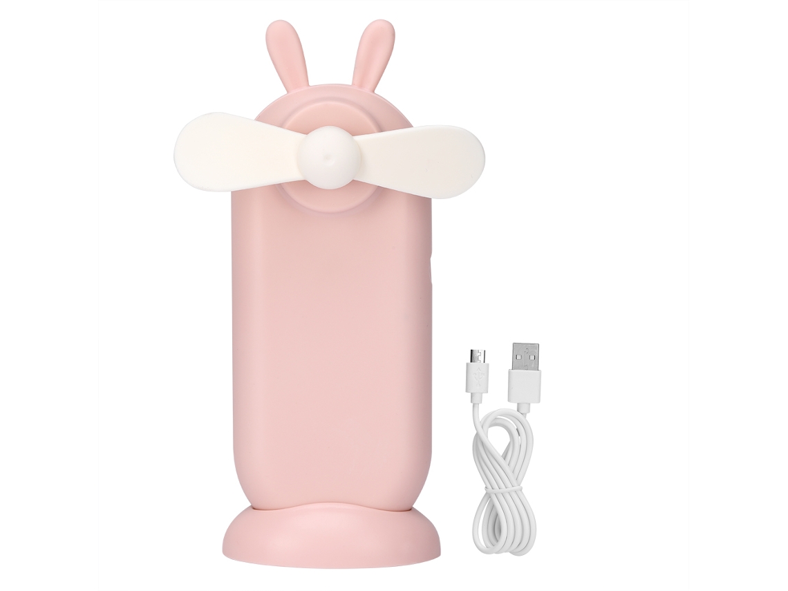 Ventilador Elétrico De Mão Laxiscreed Com Lâmina Oculta, Portável E Recarregável Por Usb, Com Desenho De Coelho Rosa