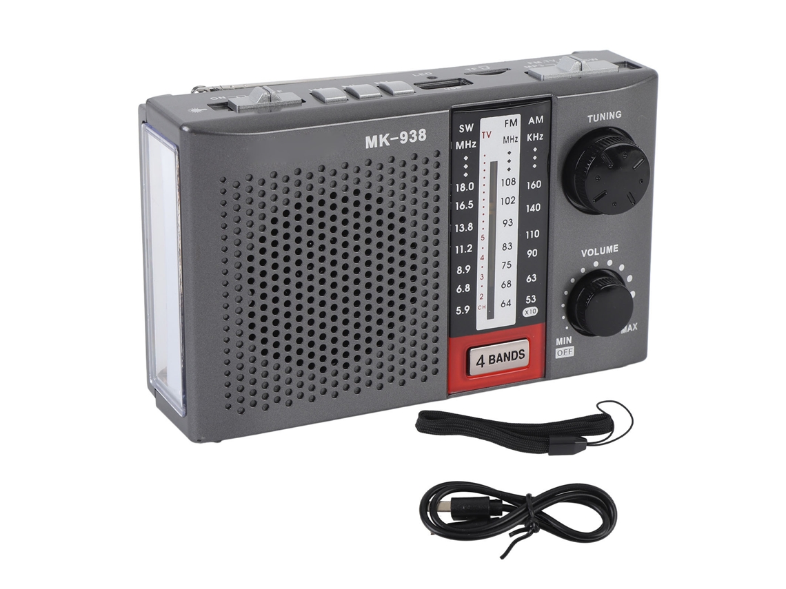 Aetheria rádio Portátil Recarregável Estéreo Am Fm Sw com Antena Lanterna para Casa Viagem Acampamento