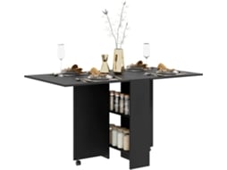 Mesa Dobrável Melamina de Madeira Cor Preto 75x140x74 cm Homcom