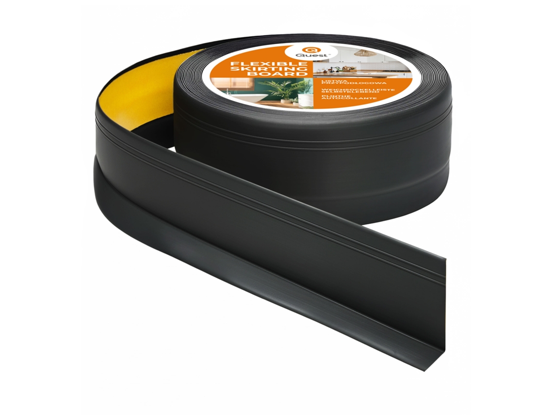 Rodapé Pvc 50x20 Mm Autoadesivo Flexível, 20 M, Preto
