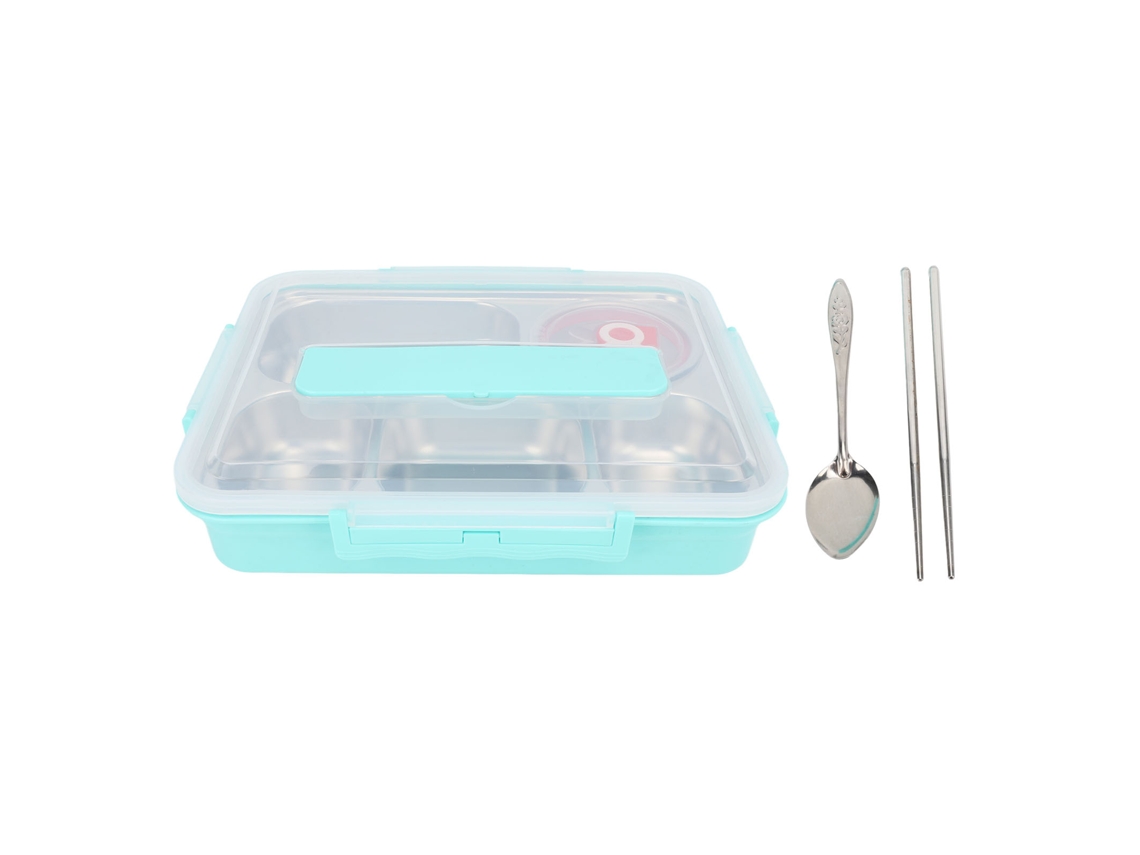 Caixa de Almoço Inox 304 com Tampa 5 Compartimentos Isolamento Térmico