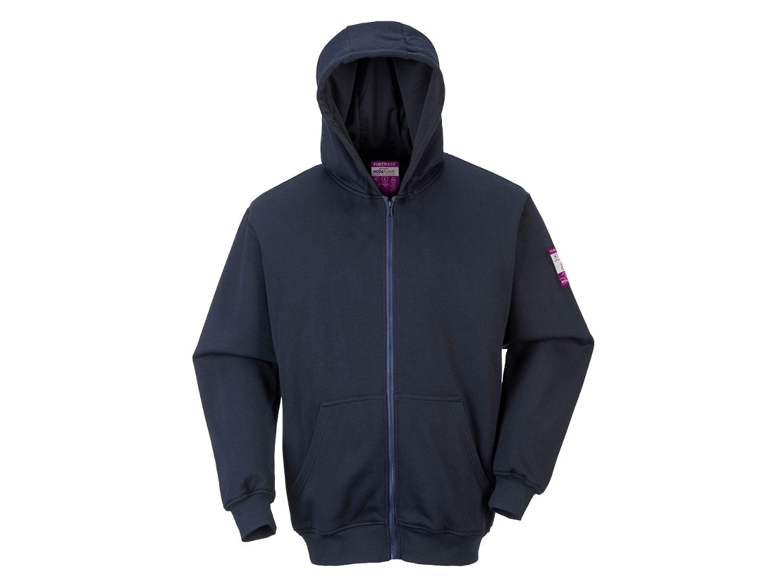 Moletom Modaflame Retardante De Chamas Com Capuz E Zíper Frontal Azul Marinho / Xl