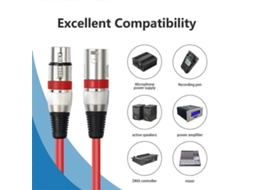 Pacote com 10 cabos XLR macho e fêmea de 3 pinos para microfone XLR balanceado para gravação de mixer de microfone Slowmoose