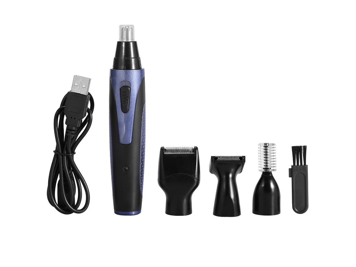 Kit De Aparador Elétrico Usb Para Sobrancelhas, Nariz E Ouvido Com 4 Em 1 E Bateria Recarregável