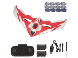 Business kit de Avião Controle Remoto Glider Epp com Luz Led para Iniciantes, Adultos, Crianças, Vermelho, 2 Baterias | S/MARCA