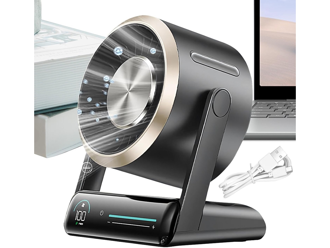 Ventilador De Mesa Com Duas Cabeças, 3 Velocidades, Usb-c E Bateria