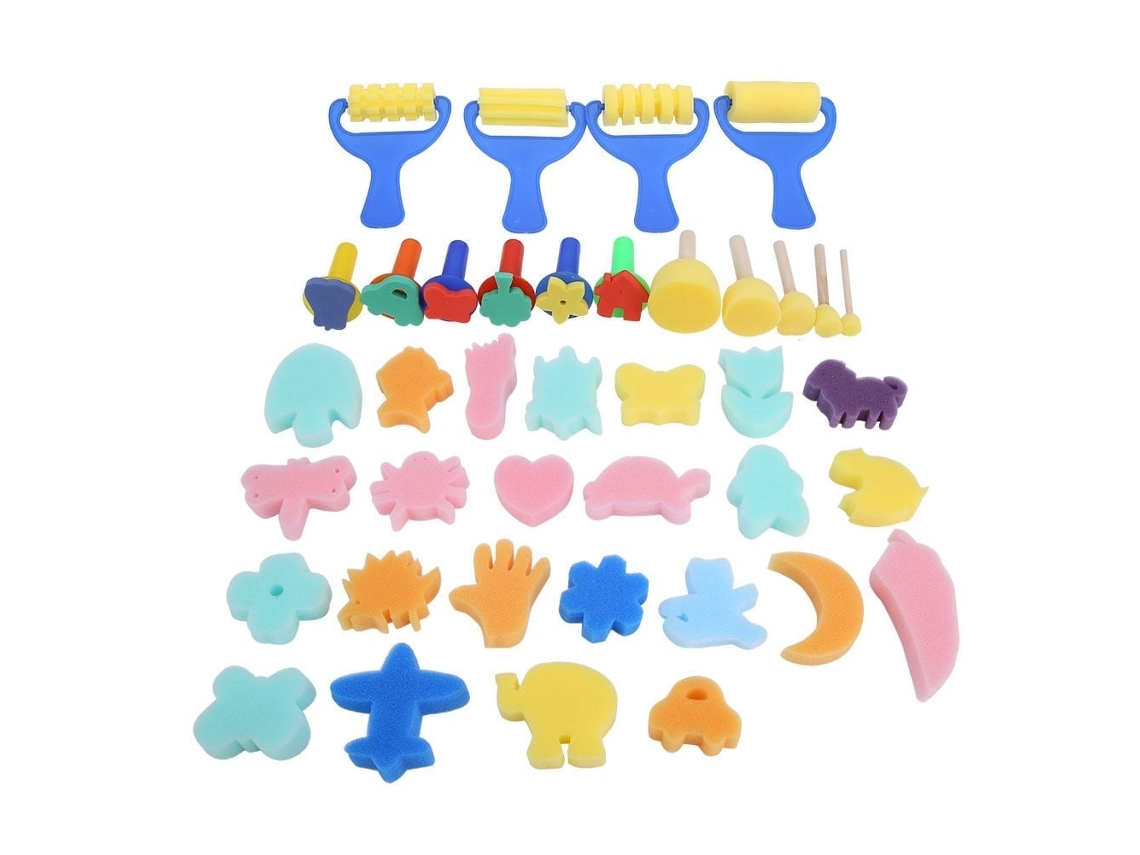 Primerox 39 Pcs Kit Pincéis de Espuma para Pintura Criativa Infantil Brinquedos de Arte