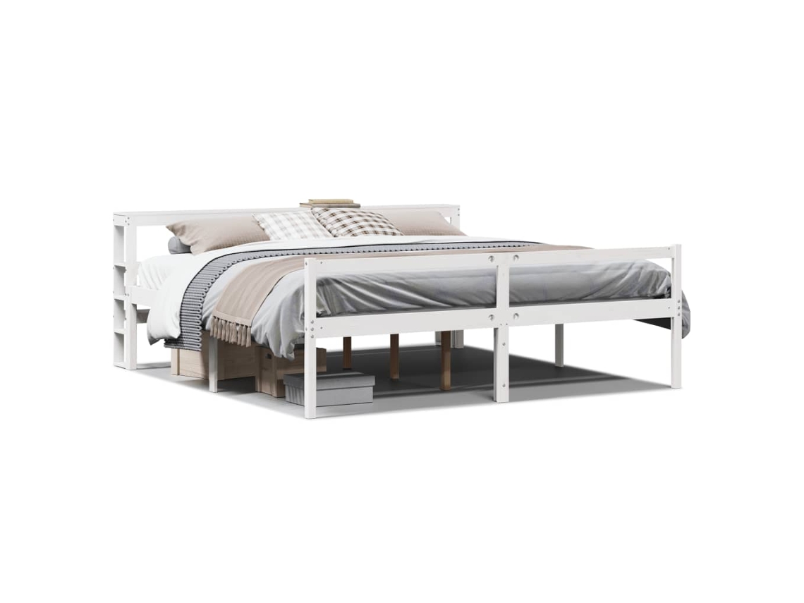 Cama para Idosos com Cabeceira Pinho Maciço Branco MAISON EXCLUSIVE 200x200 cm