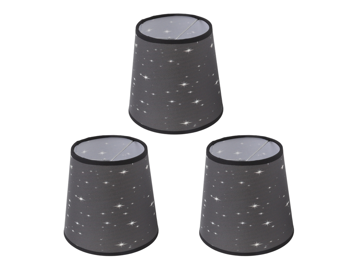 Conjunto de 3 Abajures de Tecido com Estampa Moderna de Estrelas CHABERLU