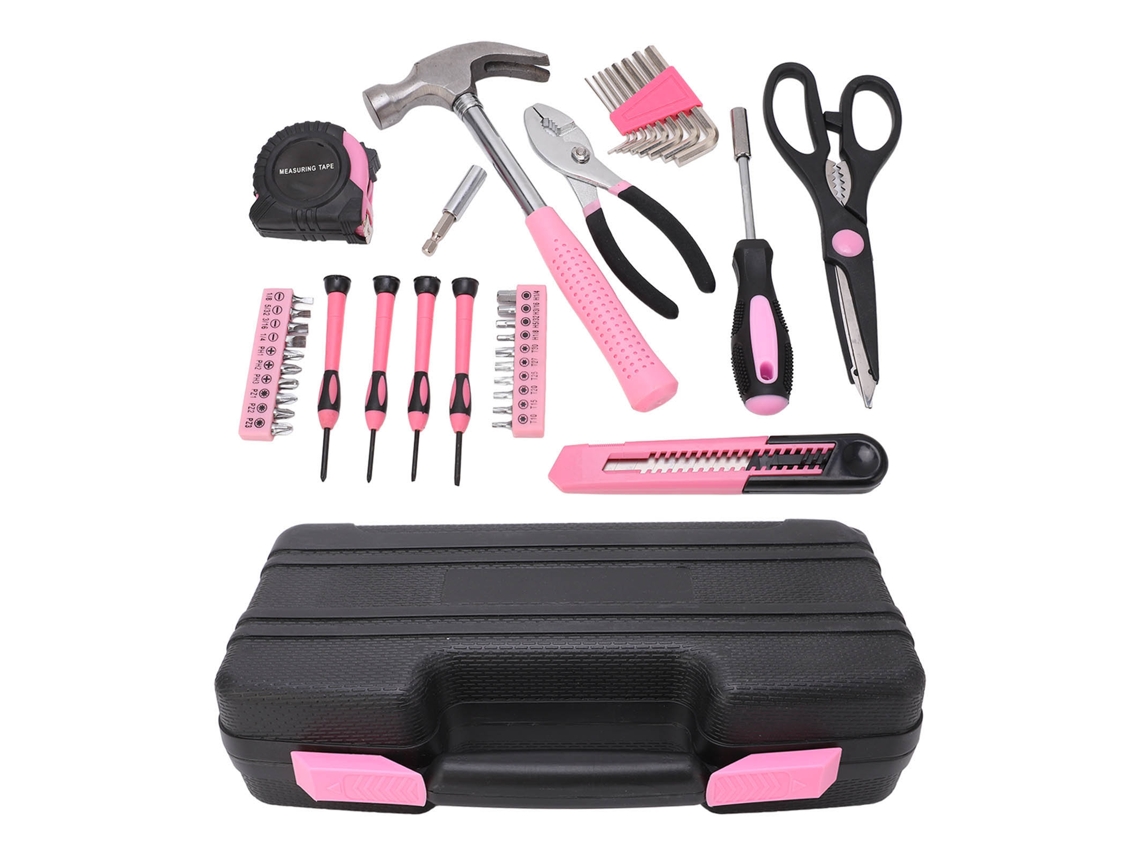 Conjunto de Ferramentas Domésticas Rosa 39 Peças com Caixa Portátil S/MARCA