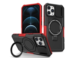 Capa Zruxe Compativel Com Iphone 12 Pro Max (sliding Camshield - Magsafe - Tpu Hybrid Pc - Preto - Vermelho)