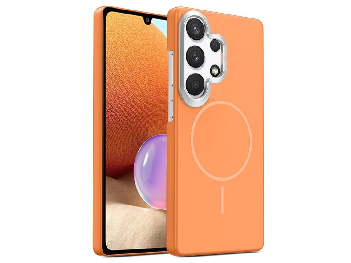 Capa Para Samsung Galaxy A32 4g Fina Circular Magsafe À Prova De Choque Dourada Em Policarbonato Laranja