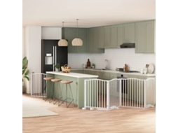Vidaxl Portão P/ Cães Com Porta Dobrável 6 Painéis 480 Cm Álamo Branco