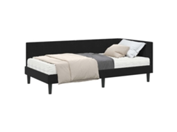 Conjunto de 2 Estruturas de Cama de Canto com Colchão Preto Veludo MAISON EXCLUSIVE (não especificado)