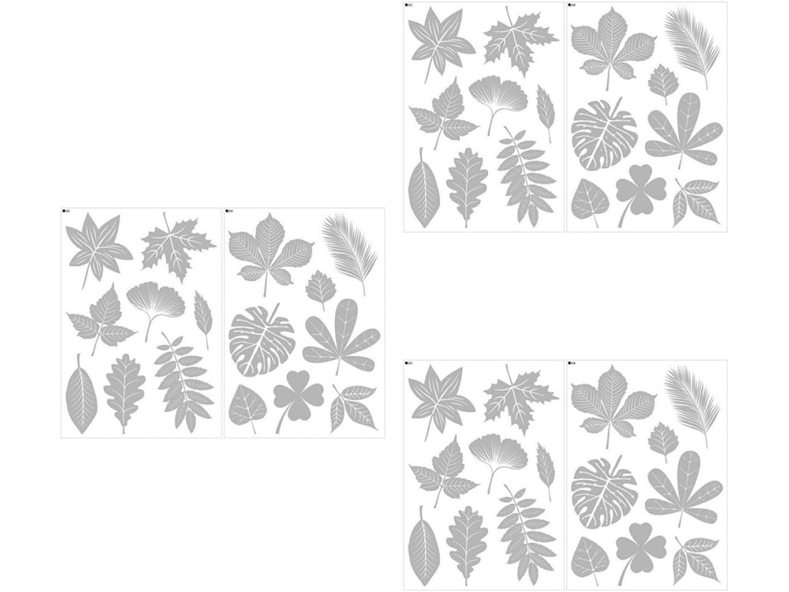 Conjunto 48 Adesivos Janela Película Eletrostática Folhas Decorativas Transparentes Fáceis Aplicar Decoração GOKOCO