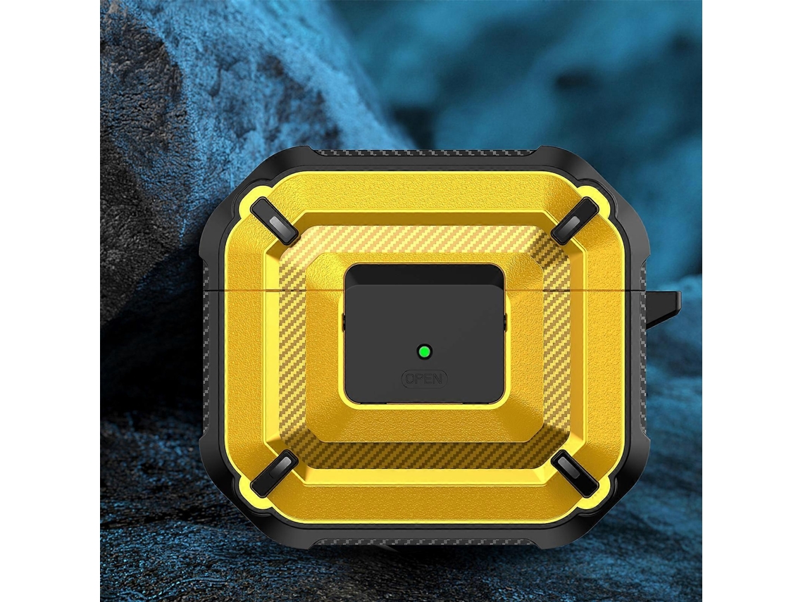 Capa protetora para fones de ouvido com textura de diamante, com interruptor e gancho para AirPods 3 GIECY