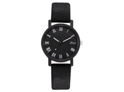 Relógio de Pulso Feminino Simples com Cinto Pu e Movimento de Quartzo Preto