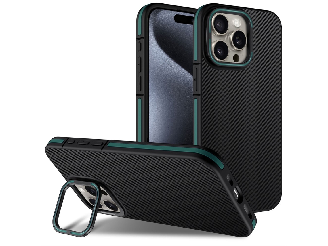 Suporte Casa Para Iphone 14 Pro Pele Sintética Magnética Verde