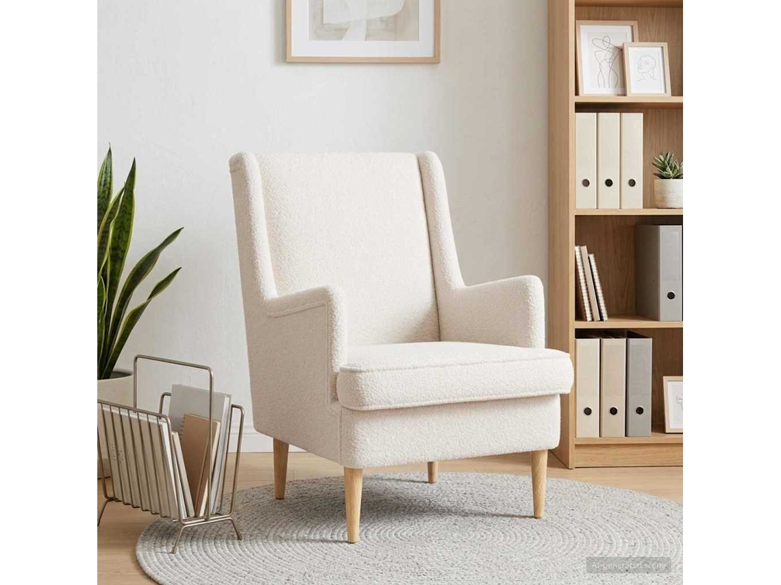Vidaxl Poltrona Creme Bouclé