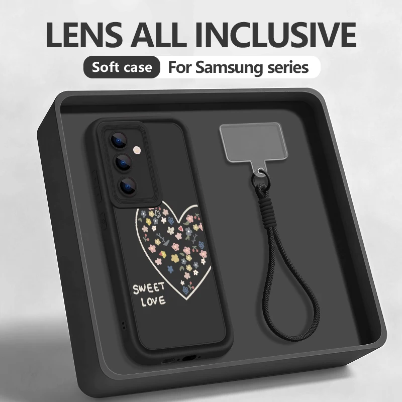 (preto) Capa Para Celular Galaxy S23 Fe Com Cordão Em Formato De Coração