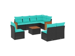 Conjunto de Sofá de Jardim, 5 Peças, Almofadas, Rattan Preto MAISON EXCLUSIVE